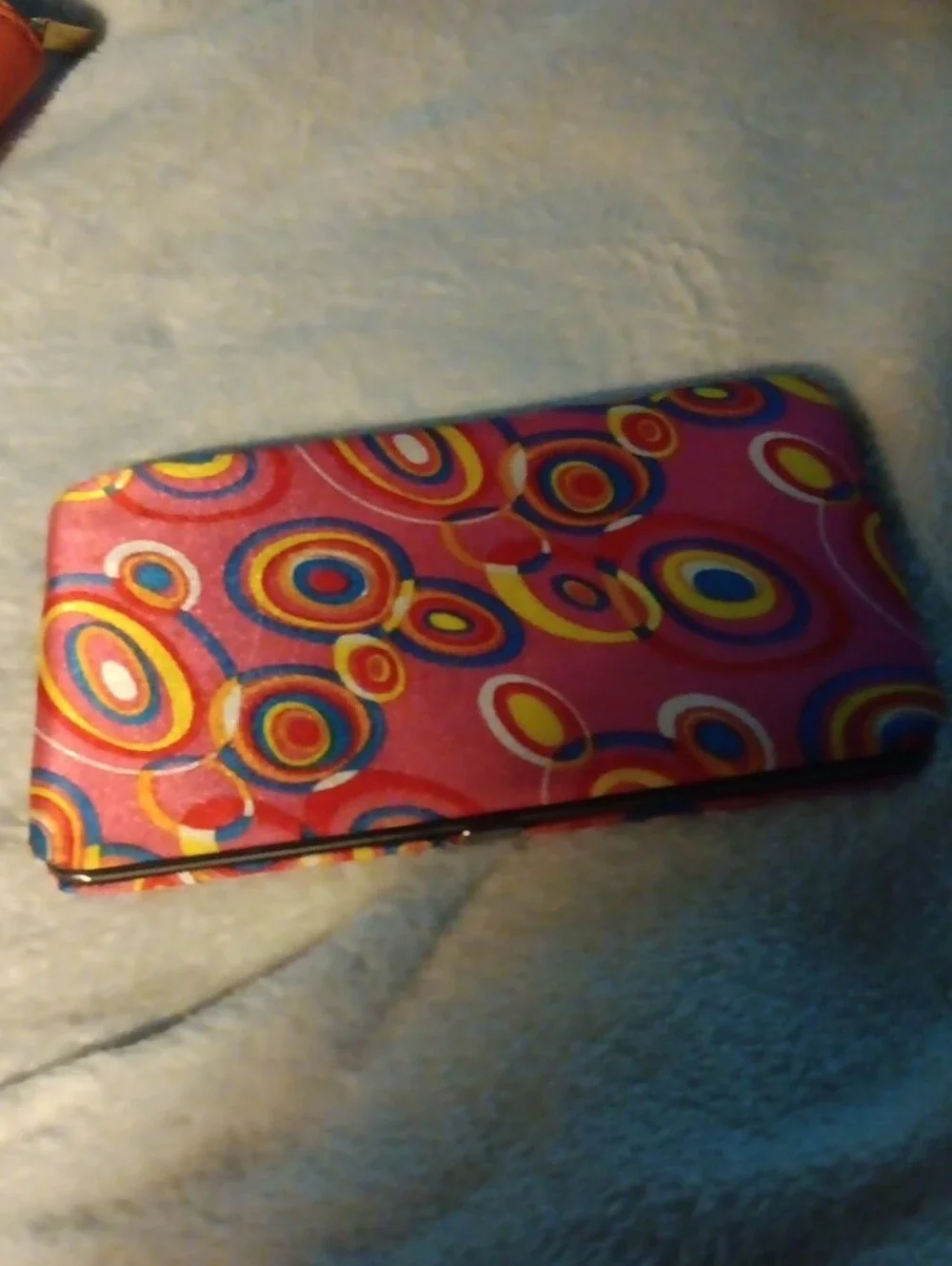 Orange Pebbled Leather Waller Case with Gold Logo And Pink Printed Long Wallets